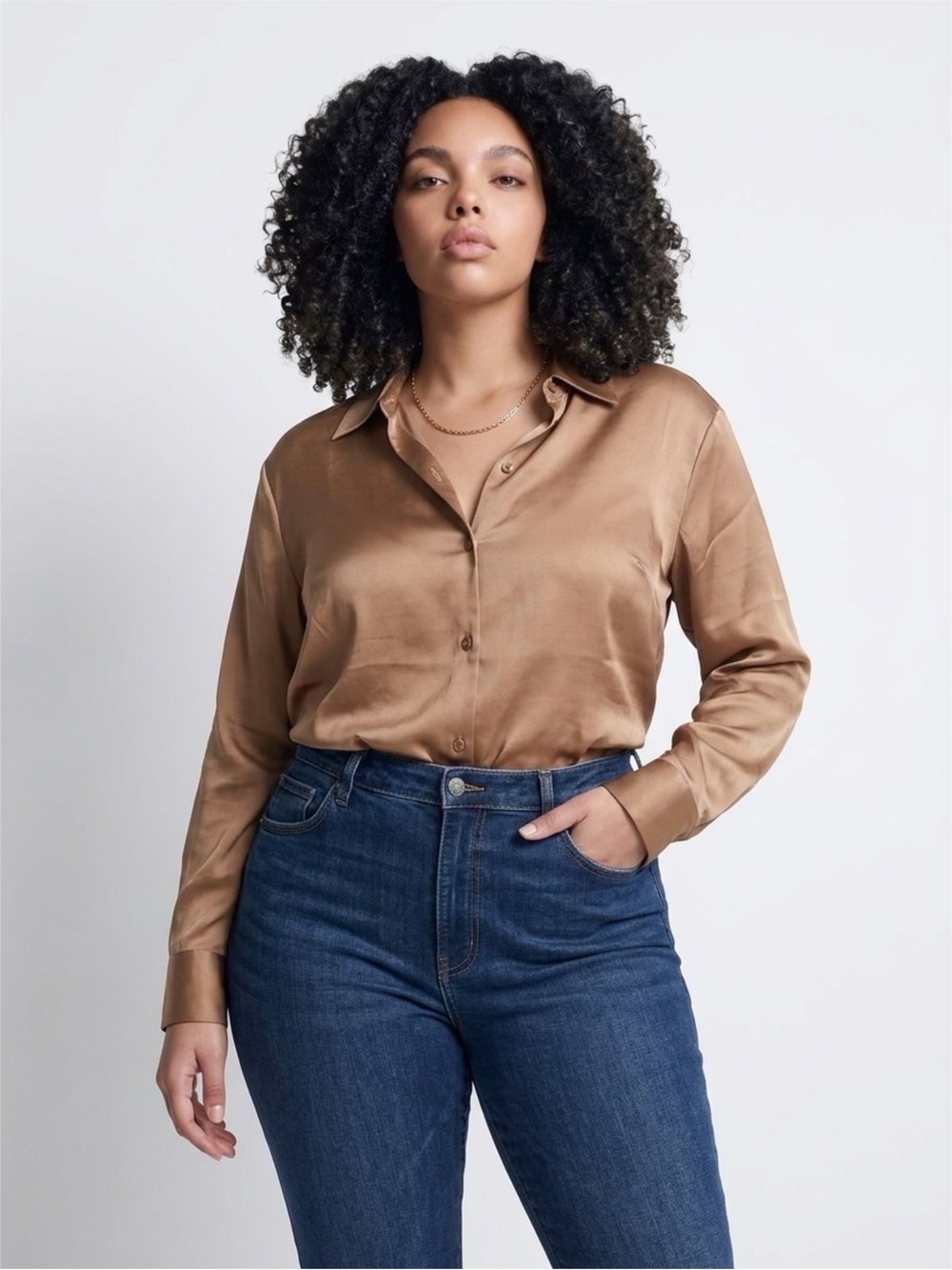 Express Satin Button-Down Shirt
